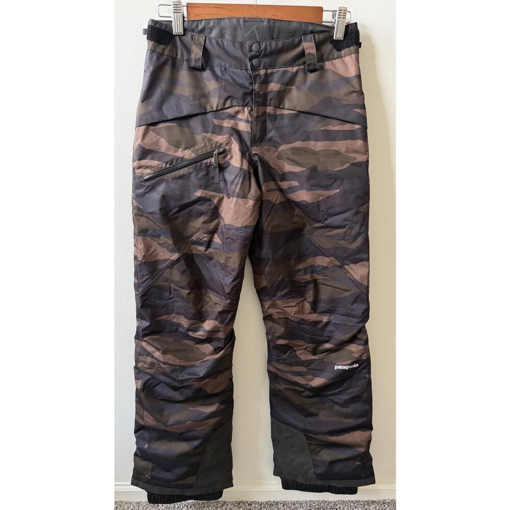 Patagonia Kids Camo Snow Pants in Brown and Black